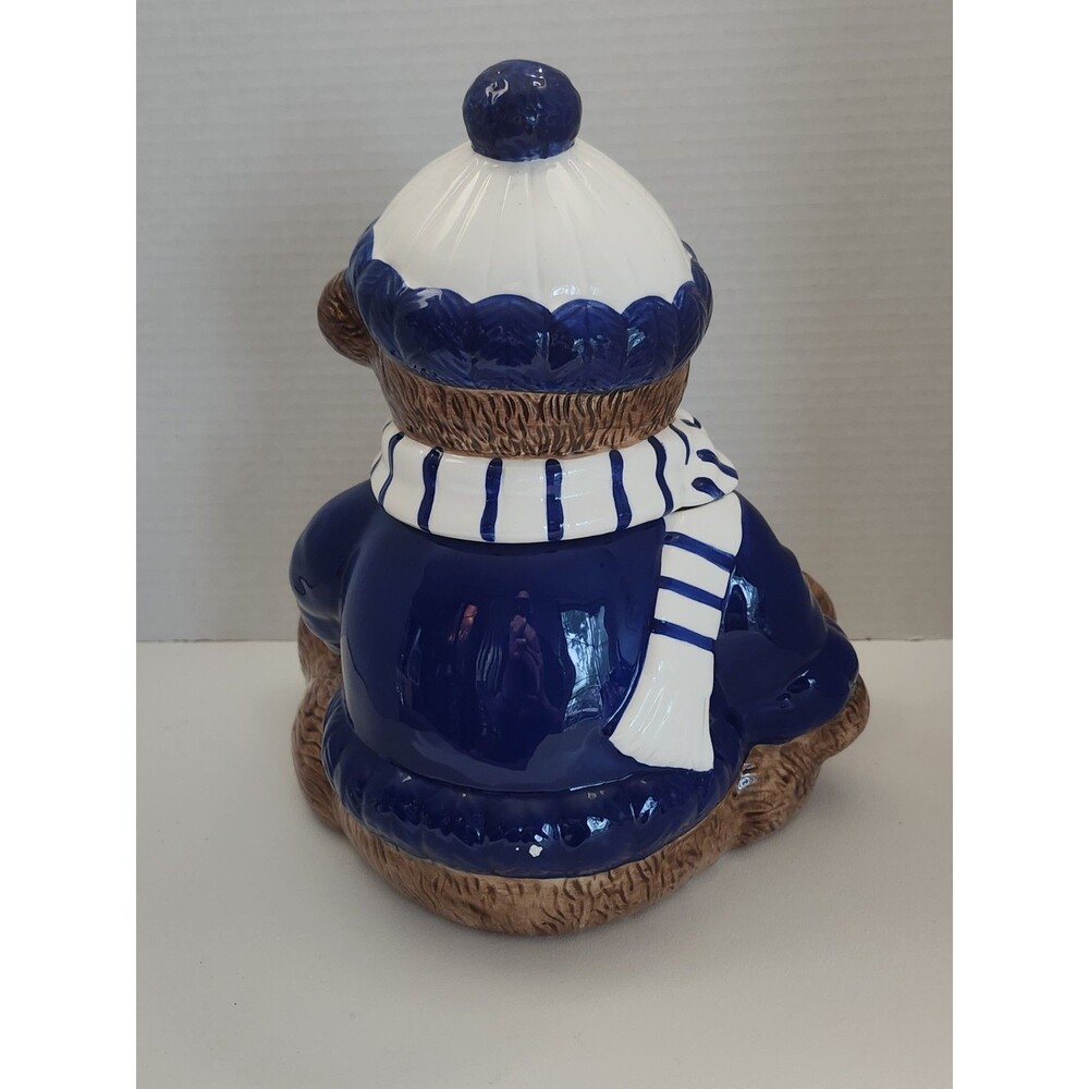 Oreo Teddy Bear Cookie Jar - 2001 Blue and White Sweater & Hat - Picture 3 of 10